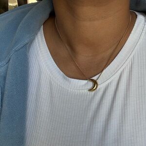 Gold Plated Stainless Steel Crescent Moon Necklace | Celestial Gold Pendant